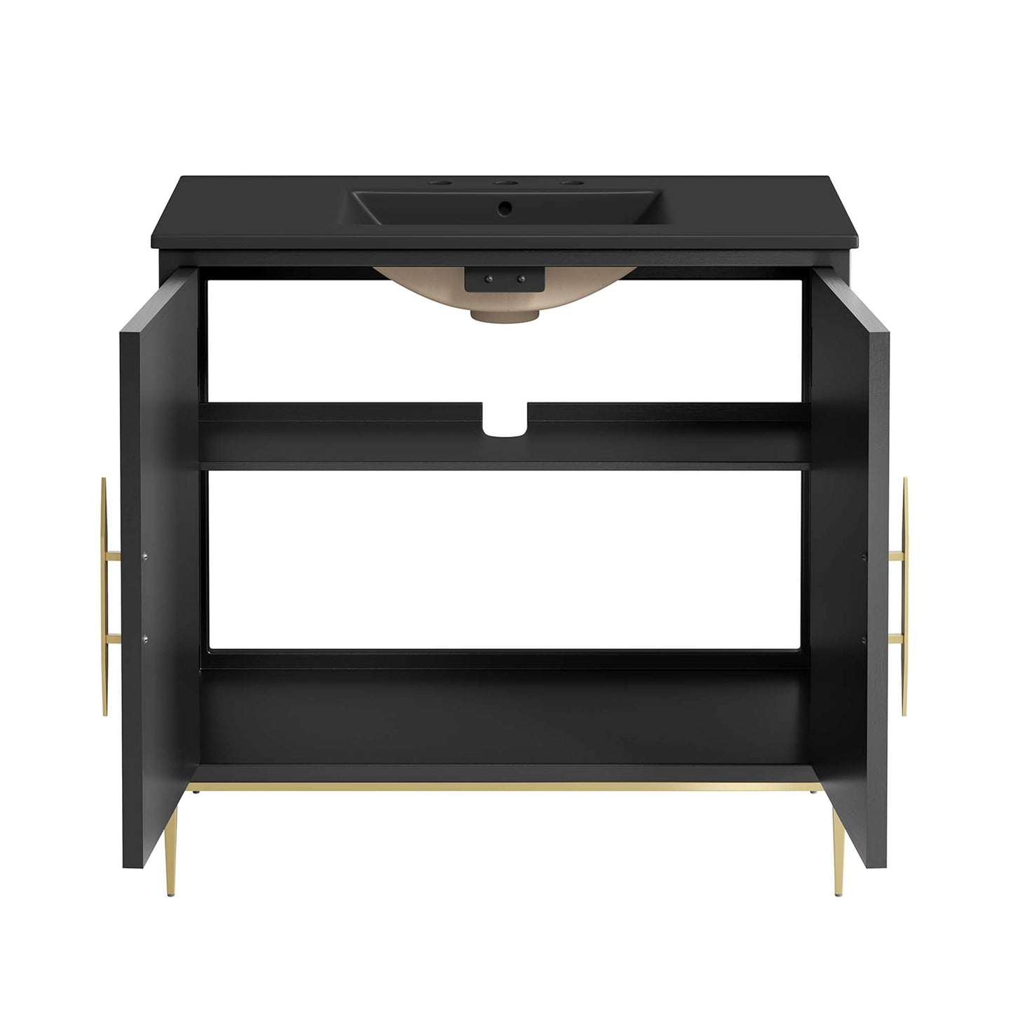Modway furniture Awaken Bathroom Vanity Basin Included - EEI-6289-WHI-BLK
