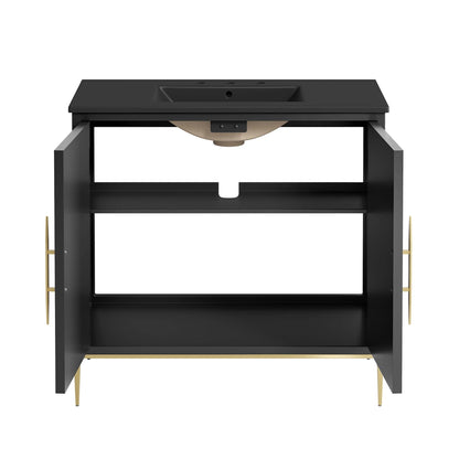 Modway furniture Awaken Bathroom Vanity Basin Included - EEI-6289-WHI-BLK