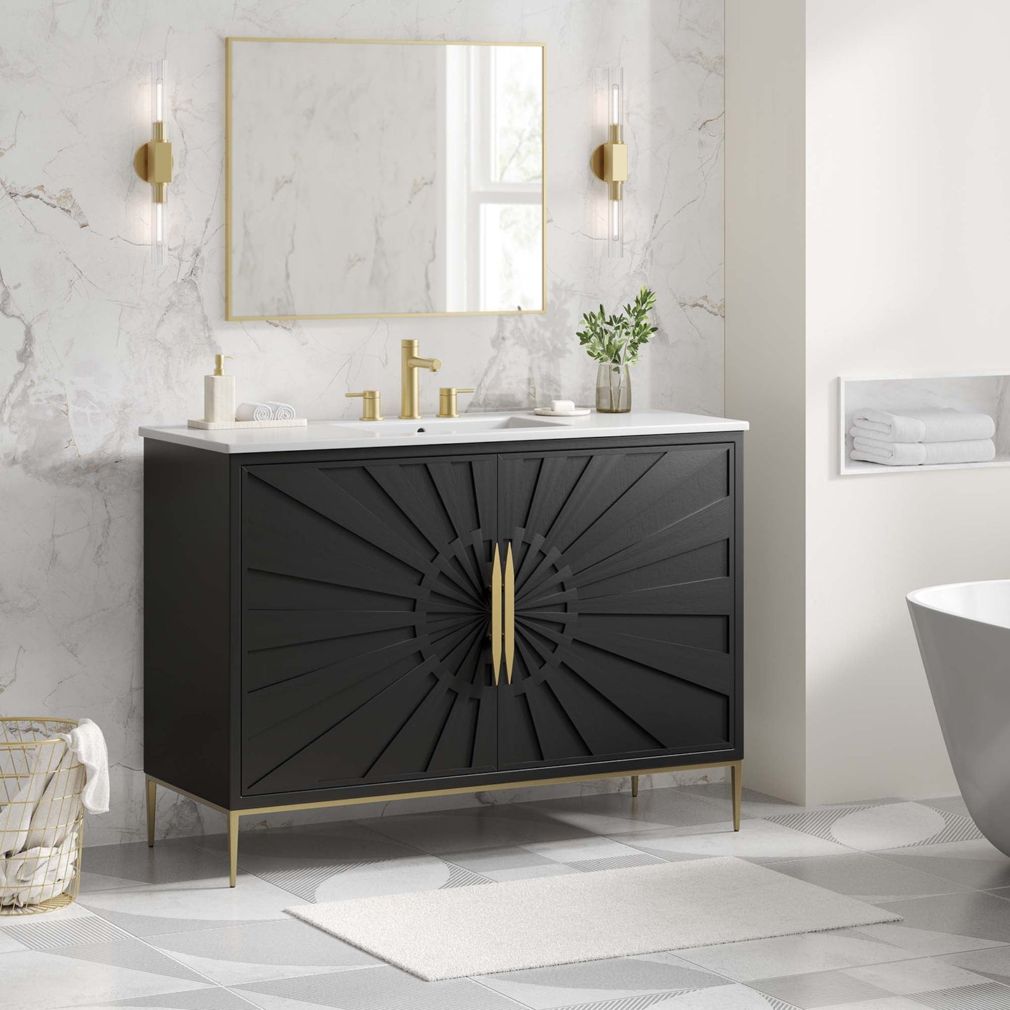 Modway furniture Awaken Bathroom Vanity Basin Included - EEI-6289-WHI-BLK
