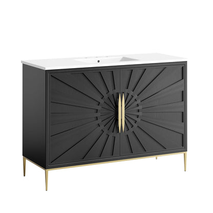 Modway furniture Awaken Bathroom Vanity Basin Included - EEI-6289-WHI-BLK