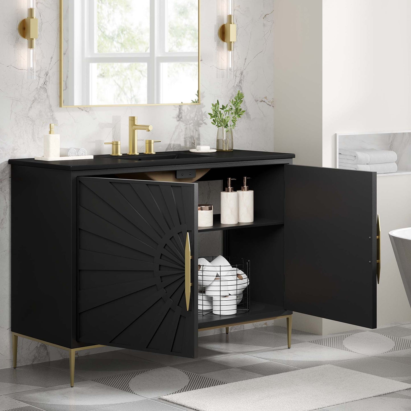 Modway furniture Awaken Bathroom Vanity Basin Included - EEI-6289-WHI-BLK