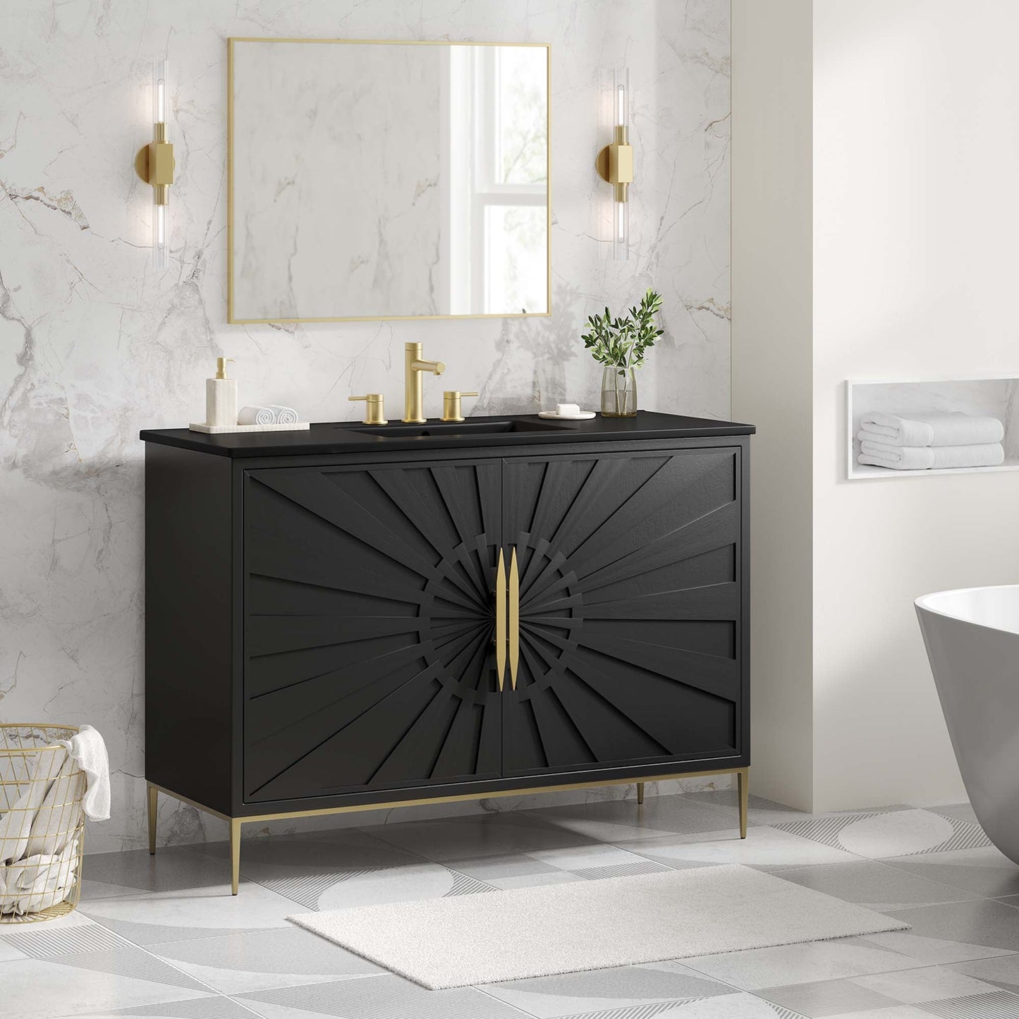 Modway furniture Awaken Bathroom Vanity Basin Included - EEI-6289-WHI-BLK