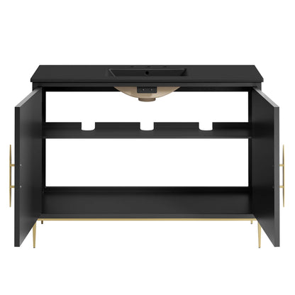 Modway furniture Awaken Bathroom Vanity Basin Included - EEI-6289-WHI-BLK