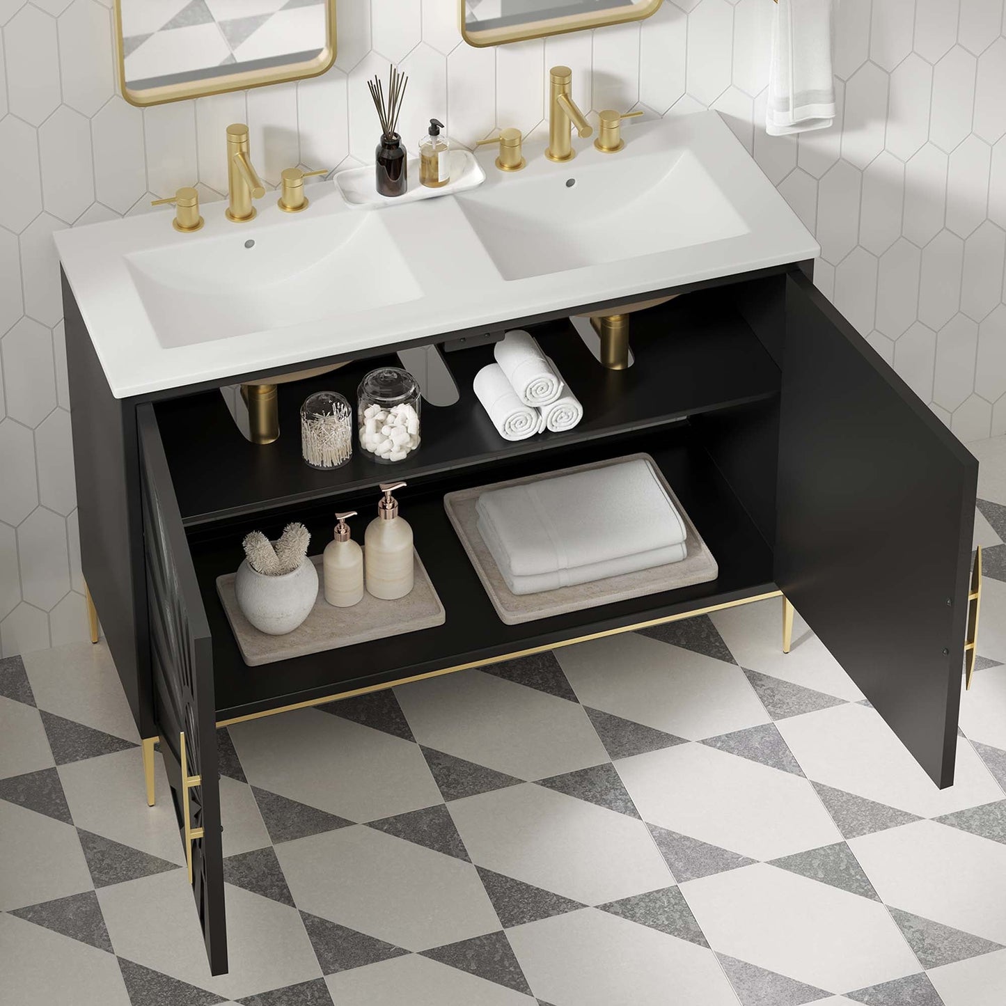 Modway furniture Awaken Bathroom Vanity Basin Included - EEI-6289-WHI-BLK