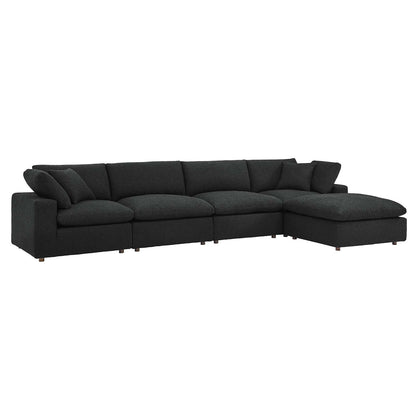 Modway furniture Commix Overstuffed Boucle Fabric Sectional Sofa - Plush Comfort & Modern Design for Cozy Living Spaces - EEI-6365-BLK