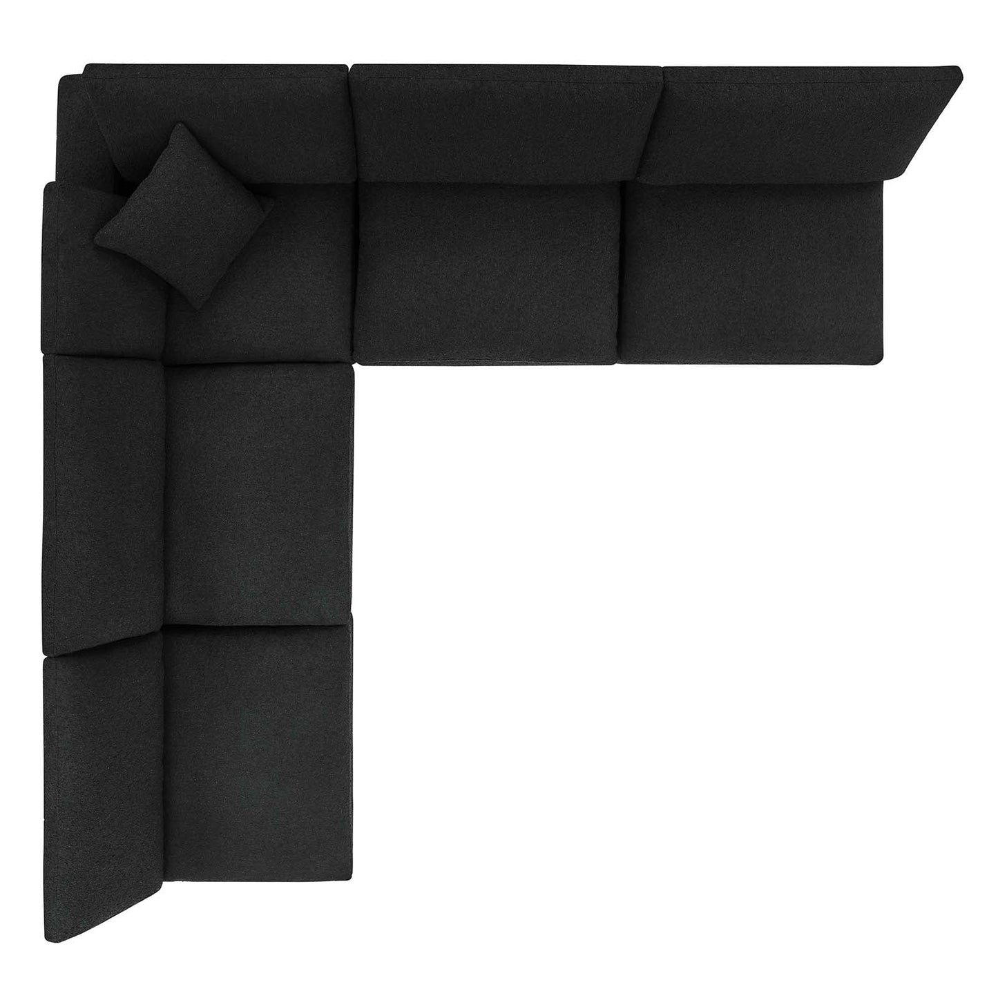 Modway furniture Commix Overstuffed Boucle Fabric Sectional Sofa - Plush Comfort & Modern Design for Cozy Living Spaces - EEI-6365-BLK