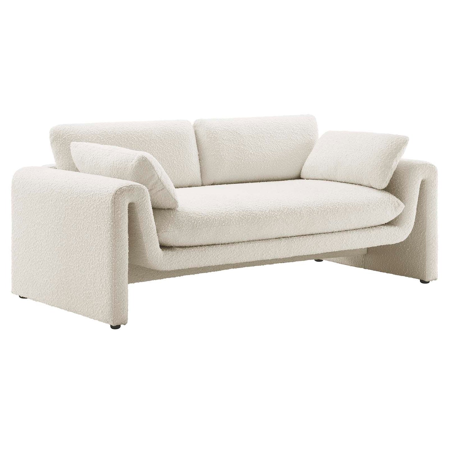 Modway furniture Waverly Boucle Fabric Sofa - Luxurious Modern Design with Removable Cushions & Adjustable Feet - EEI-6381-IVO