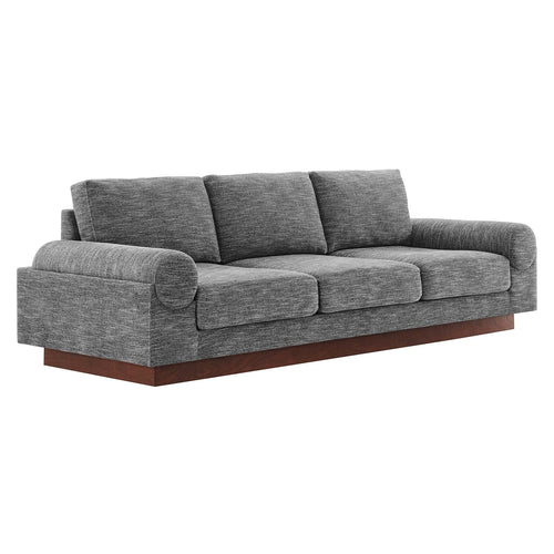 Modway furniture Oasis Upholstered Fabric Sofa - Modern Luxury Couch with Cozy Bolster Armrests & Stain Resistance - EEI-6401-GRY