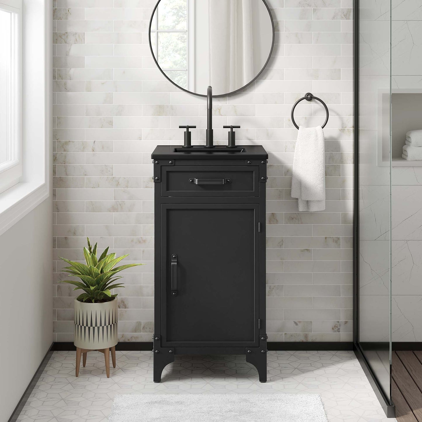 Modway furniture Steamforge Bathroom Vanity Basin Included - EEI-6413-WHI-BLK