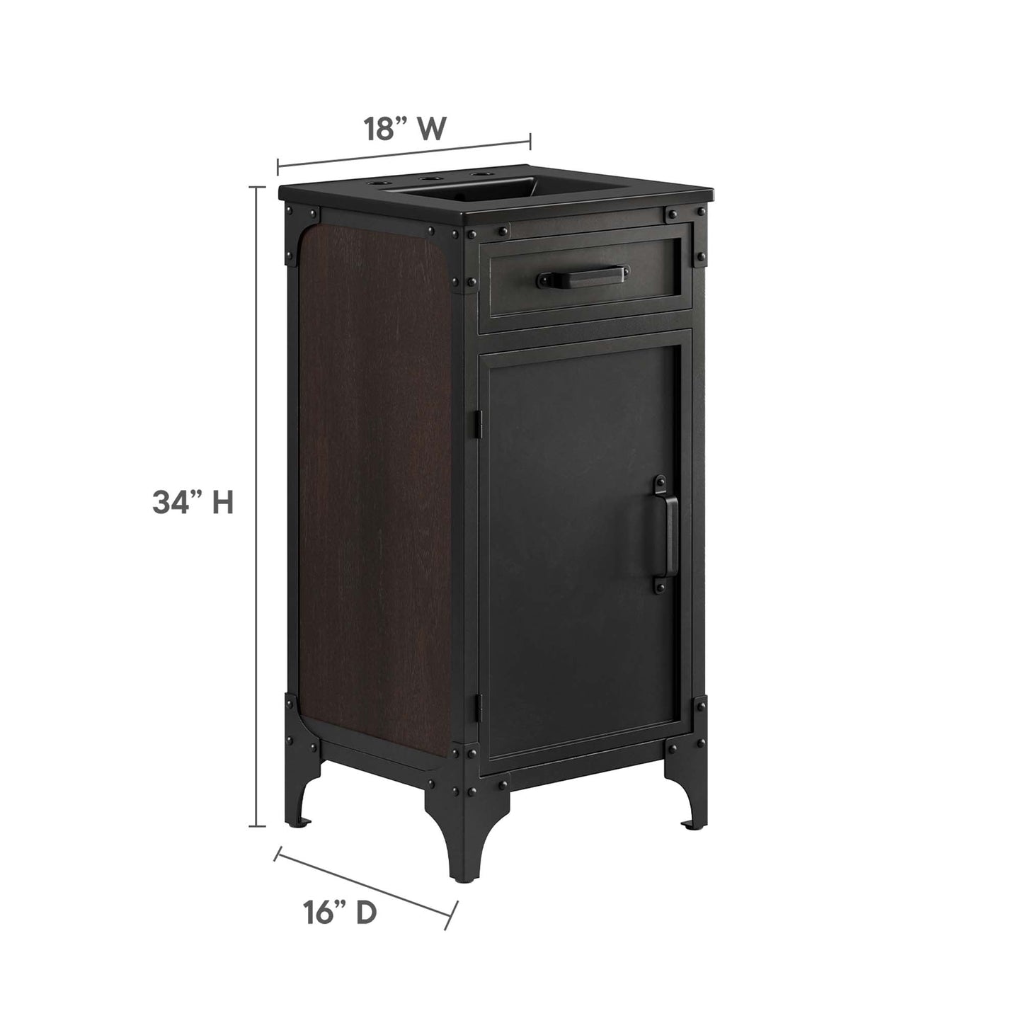 Modway furniture Steamforge Bathroom Vanity Basin Included - EEI-6413-WHI-BLK