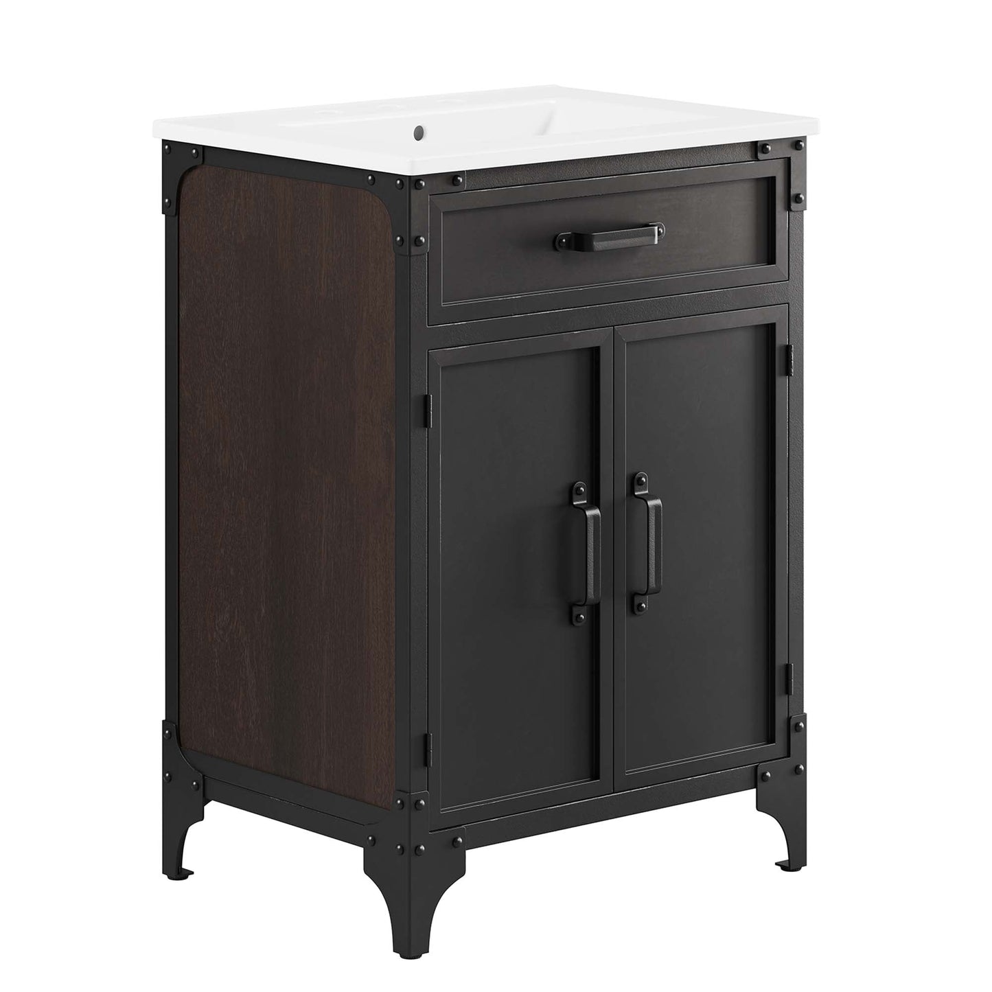 Modway furniture Steamforge Bathroom Vanity Basin Included - EEI-6413-WHI-BLK