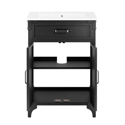 Modway furniture Steamforge Bathroom Vanity Basin Included - EEI-6413-WHI-BLK