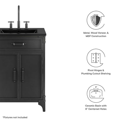 Modway furniture Steamforge Bathroom Vanity Basin Included - EEI-6413-WHI-BLK