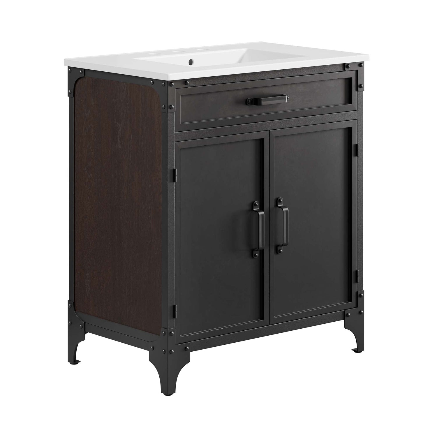 Modway furniture Steamforge Bathroom Vanity Basin Included - EEI-6413-WHI-BLK
