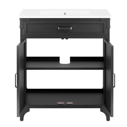 Modway furniture Steamforge Bathroom Vanity Basin Included - EEI-6413-WHI-BLK