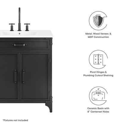 Modway furniture Steamforge Bathroom Vanity Basin Included - EEI-6413-WHI-BLK