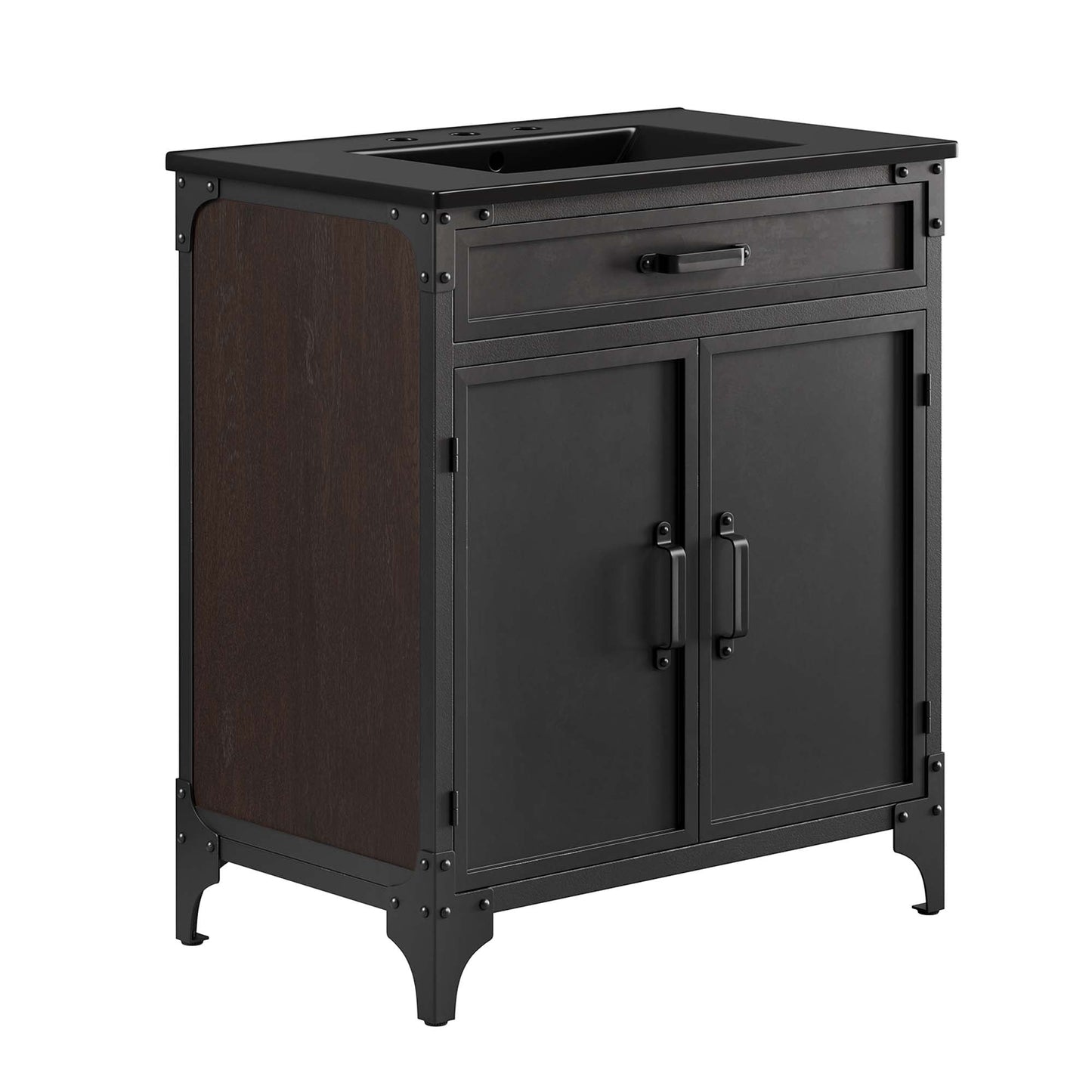 Modway furniture Steamforge Bathroom Vanity Basin Included - EEI-6413-WHI-BLK