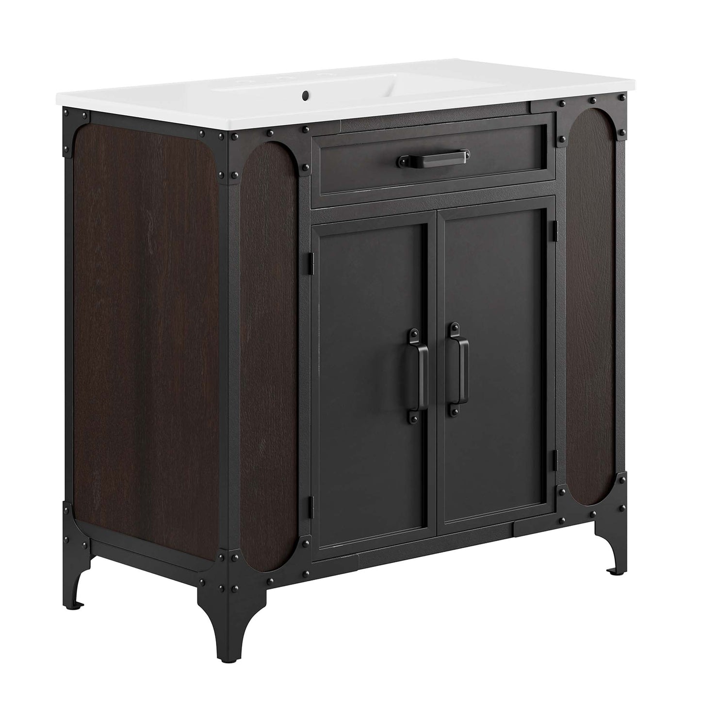 Modway furniture Steamforge Bathroom Vanity Basin Included - EEI-6413-WHI-BLK