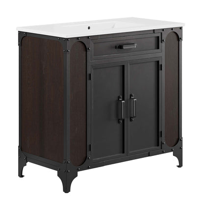 Modway furniture Steamforge Bathroom Vanity Basin Included - EEI-6413-WHI-BLK