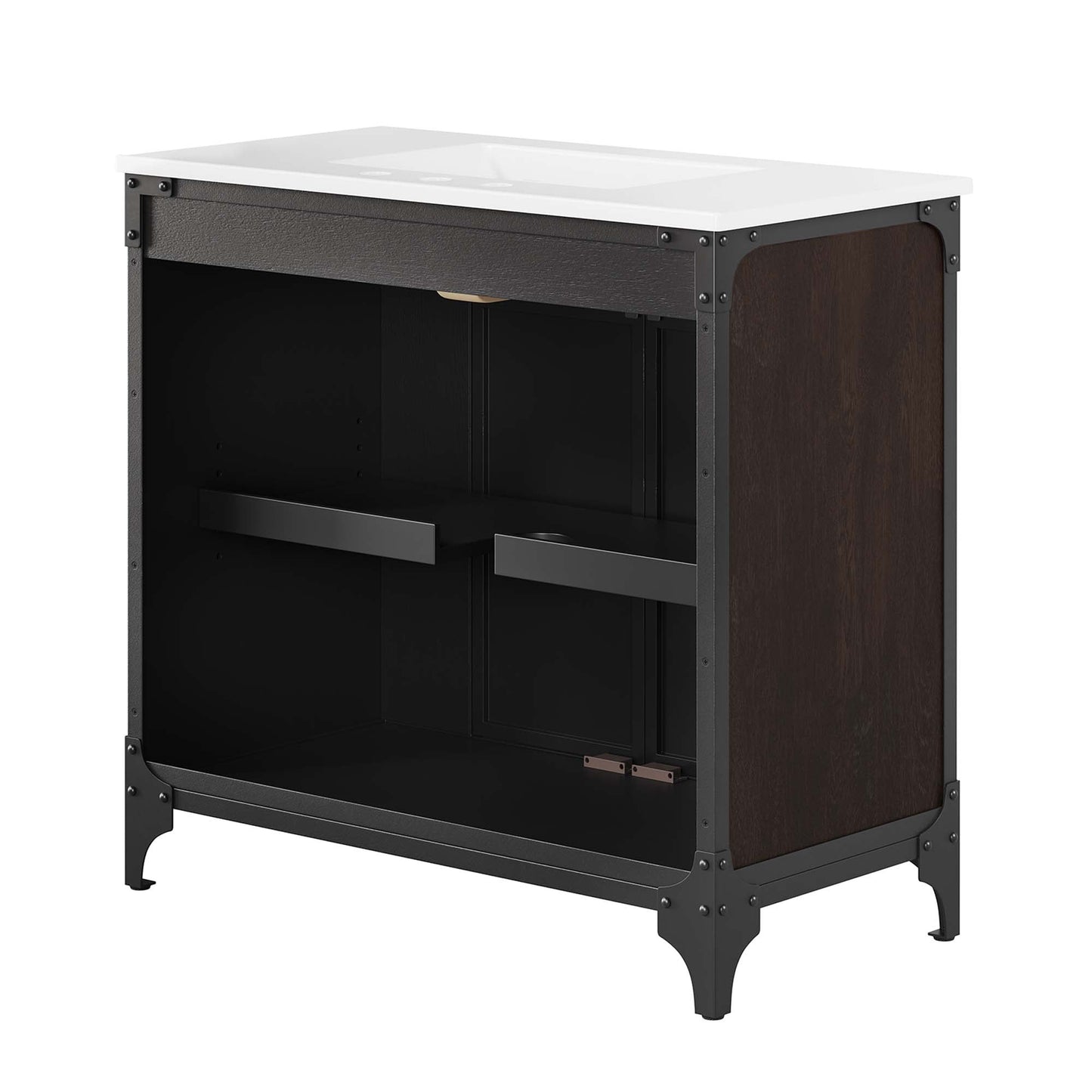 Modway furniture Steamforge Bathroom Vanity Basin Included - EEI-6413-WHI-BLK