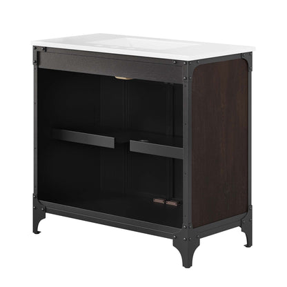 Modway furniture Steamforge Bathroom Vanity Basin Included - EEI-6413-WHI-BLK