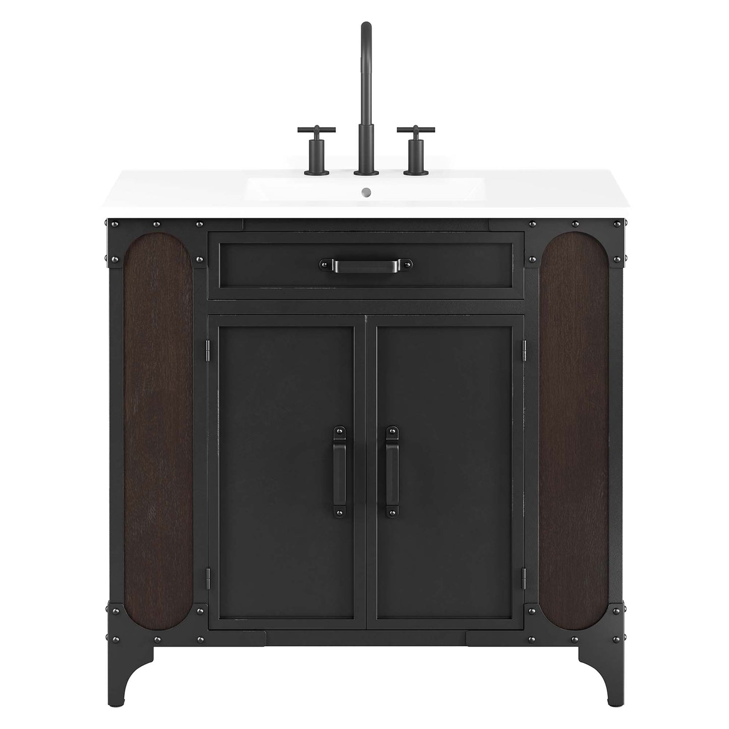 Modway furniture Steamforge Bathroom Vanity Basin Included - EEI-6413-WHI-BLK