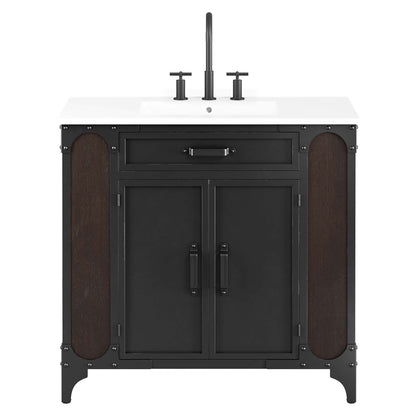 Modway furniture Steamforge Bathroom Vanity Basin Included - EEI-6413-WHI-BLK