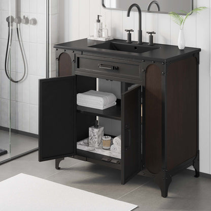 Modway furniture Steamforge Bathroom Vanity Basin Included - EEI-6413-WHI-BLK