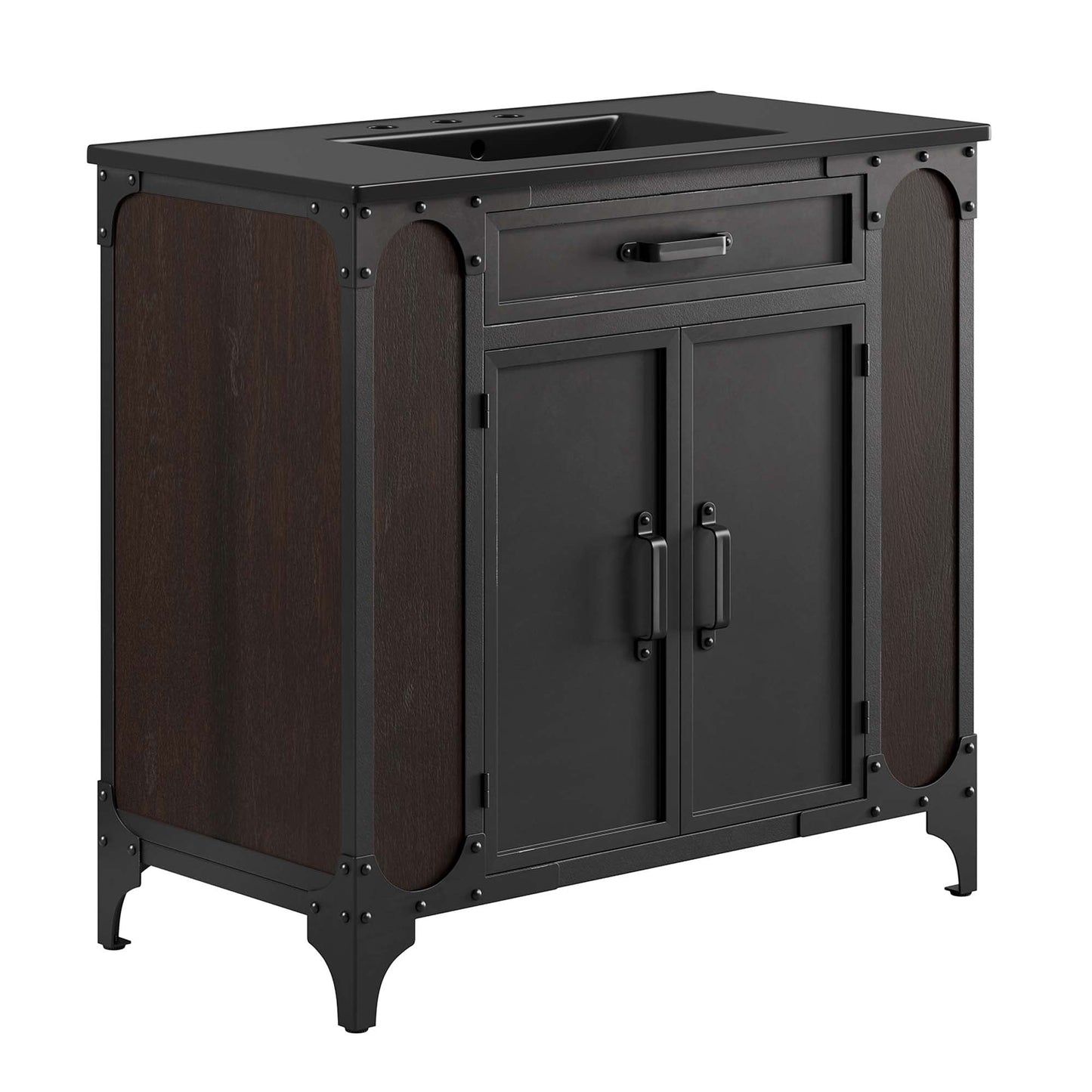 Modway furniture Steamforge Bathroom Vanity Basin Included - EEI-6413-WHI-BLK