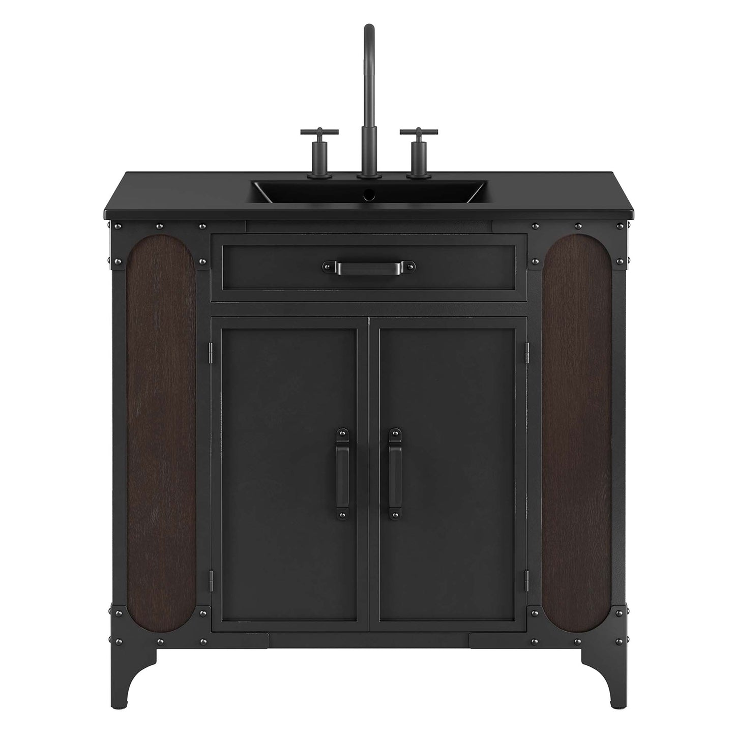 Modway furniture Steamforge Bathroom Vanity Basin Included - EEI-6413-WHI-BLK