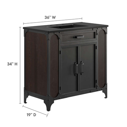 Modway furniture Steamforge Bathroom Vanity Basin Included - EEI-6413-WHI-BLK