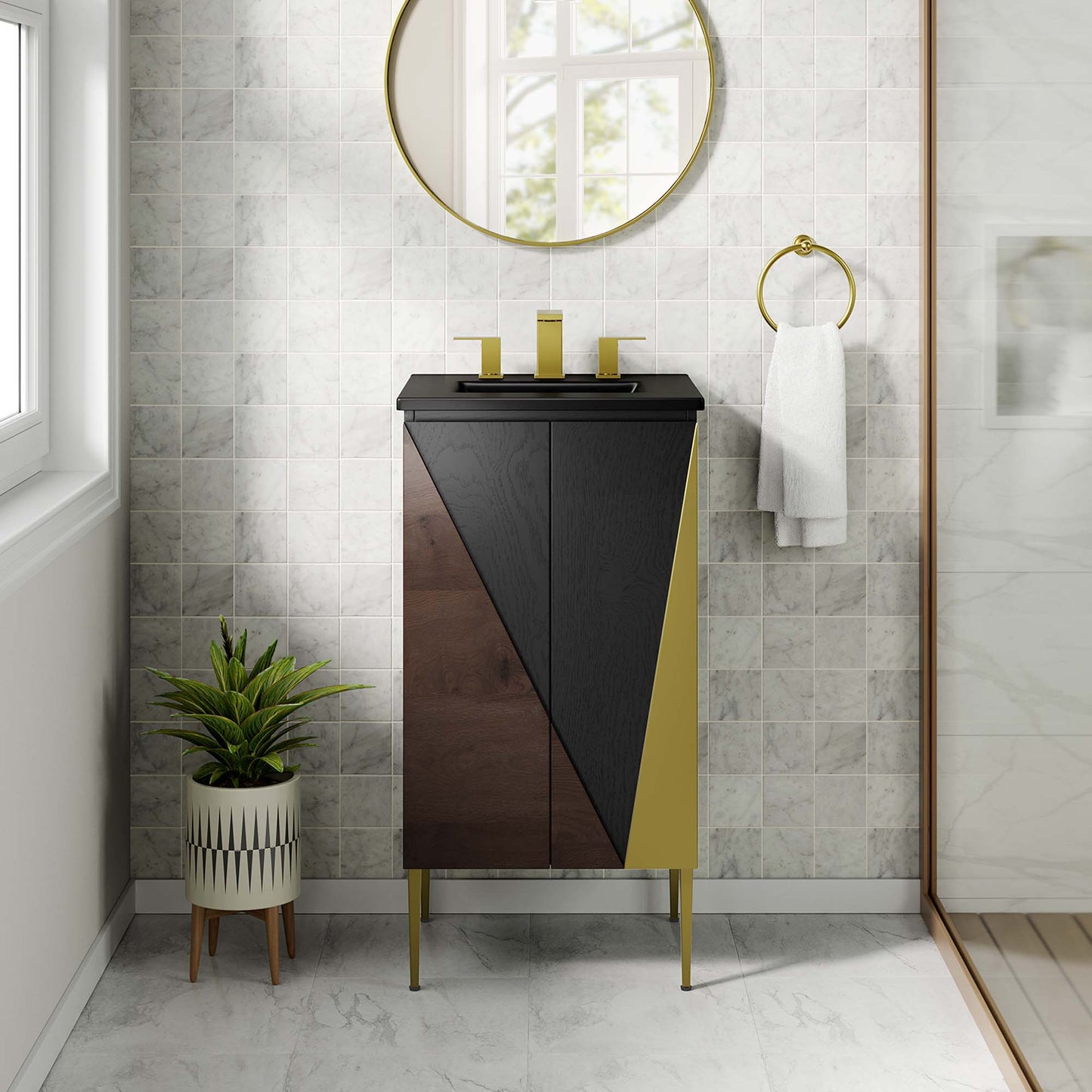 Modway furniture Alchemist Bathroom Vanity Basin Included - EEI-6458-WHI-BLK