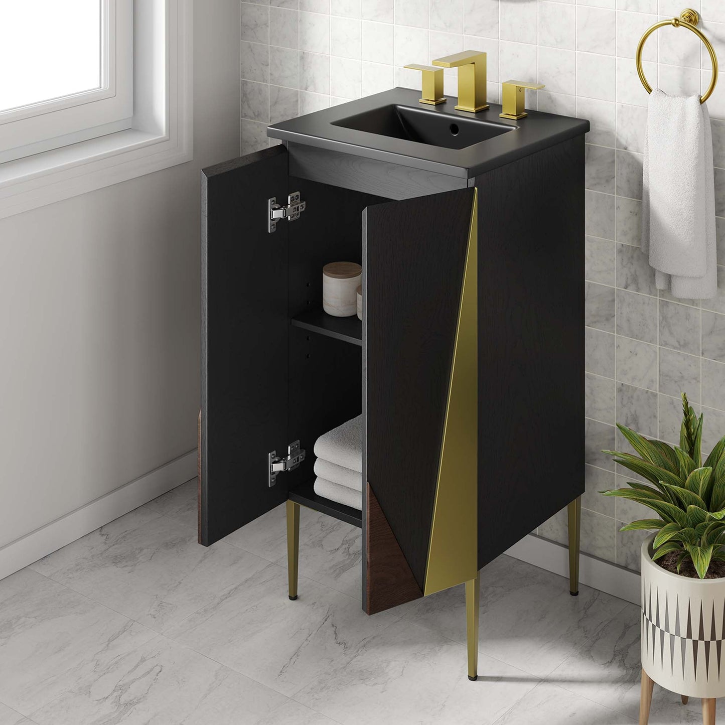 Modway furniture Alchemist Bathroom Vanity Basin Included - EEI-6458-WHI-BLK