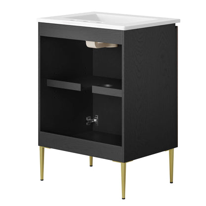 Modway furniture Alchemist Bathroom Vanity Basin Included - EEI-6458-WHI-BLK