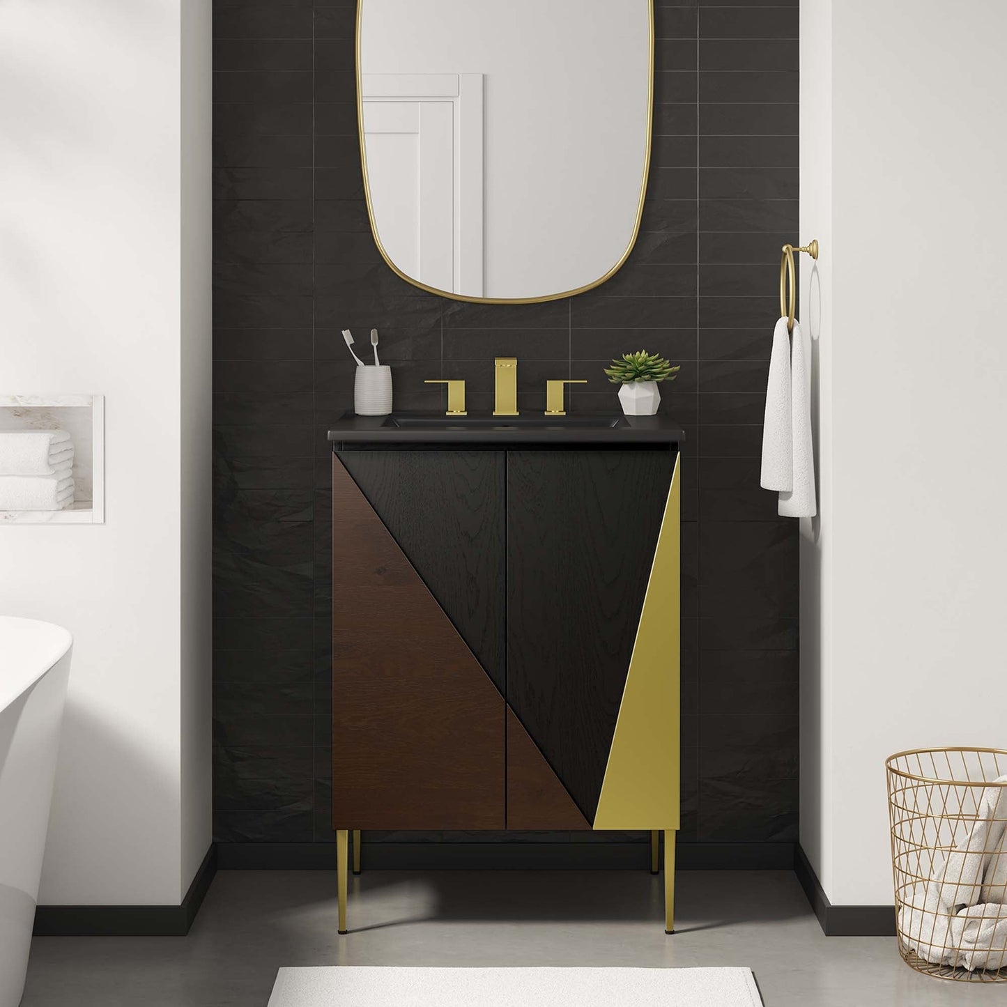 Modway furniture Alchemist Bathroom Vanity Basin Included - EEI-6458-WHI-BLK