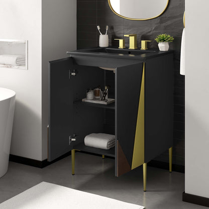 Modway furniture Alchemist Bathroom Vanity Basin Included - EEI-6458-WHI-BLK