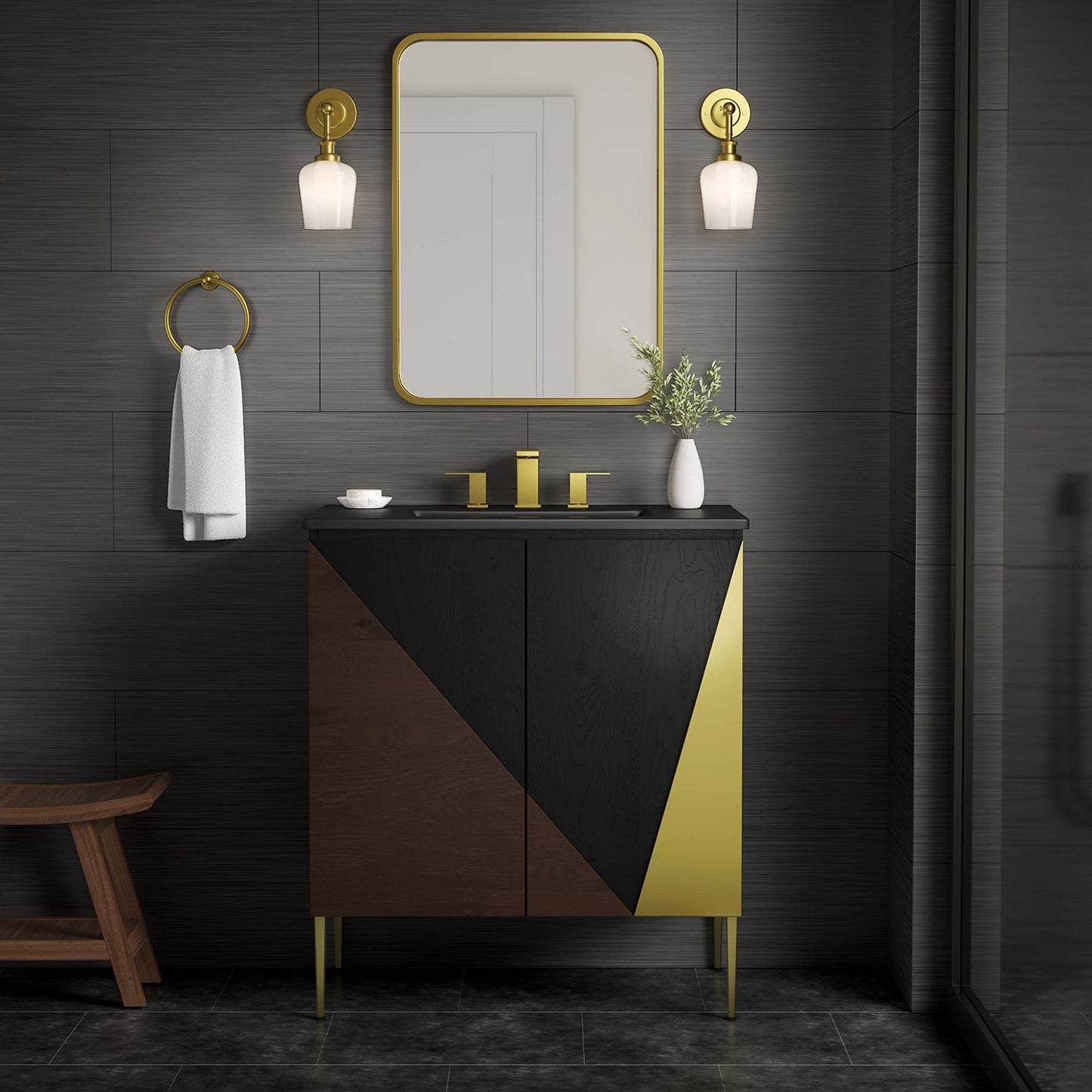 Modway furniture Alchemist Bathroom Vanity Basin Included - EEI-6458-WHI-BLK