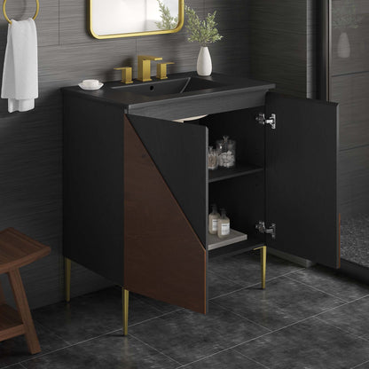 Modway furniture Alchemist Bathroom Vanity Basin Included - EEI-6458-WHI-BLK