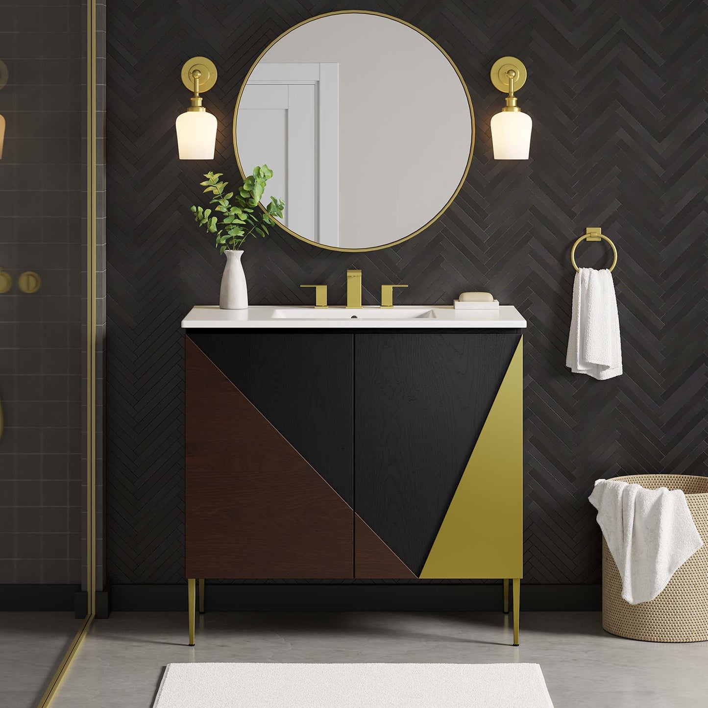 Modway furniture Alchemist Bathroom Vanity Basin Included - EEI-6458-WHI-BLK