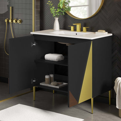 Modway furniture Alchemist Bathroom Vanity Basin Included - EEI-6458-WHI-BLK