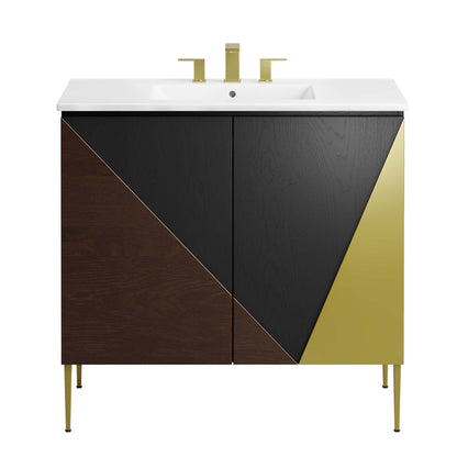 Modway furniture Alchemist Bathroom Vanity Basin Included - EEI-6458-WHI-BLK