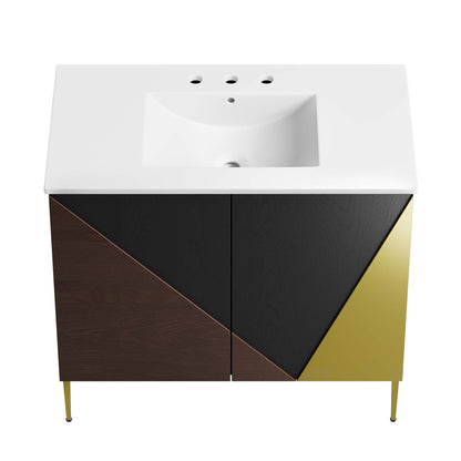 Modway furniture Alchemist Bathroom Vanity Basin Included - EEI-6458-WHI-BLK