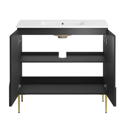 Modway furniture Alchemist Bathroom Vanity Basin Included - EEI-6458-WHI-BLK