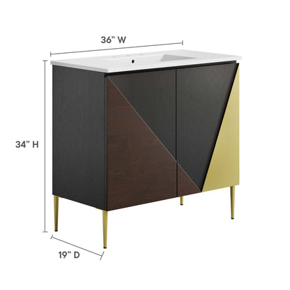 Modway furniture Alchemist Bathroom Vanity Basin Included - EEI-6458-WHI-BLK