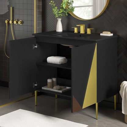 Modway furniture Alchemist Bathroom Vanity Basin Included - EEI-6458-WHI-BLK