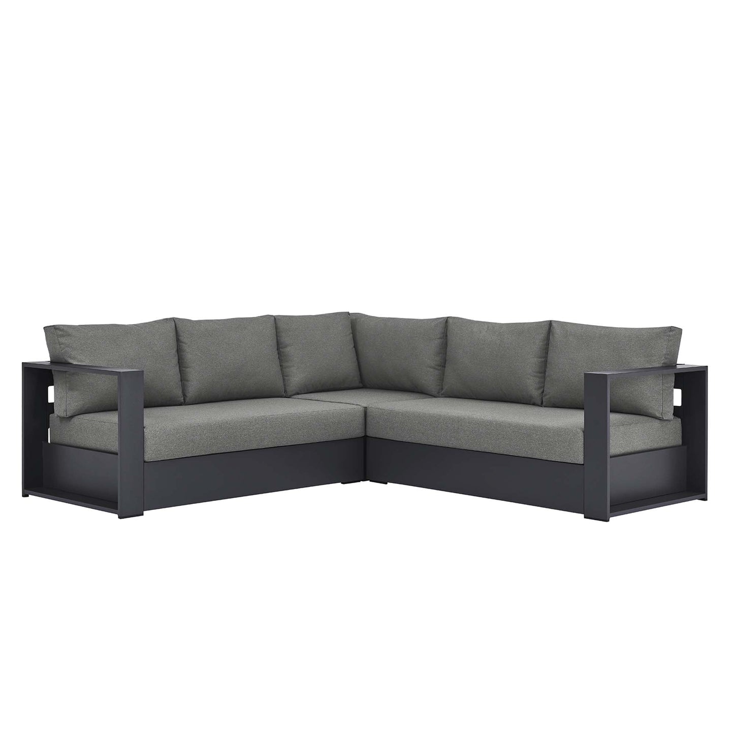 Modway Furniture Tahoe 3-Piece Outdoor Patio Powder-Coated Aluminum Sectional Sofa Set by Modway - EEI-6668-GRY-CHA