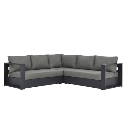 Modway Furniture Tahoe 3-Piece Outdoor Patio Powder-Coated Aluminum Sectional Sofa Set by Modway - EEI-6668-GRY-CHA
