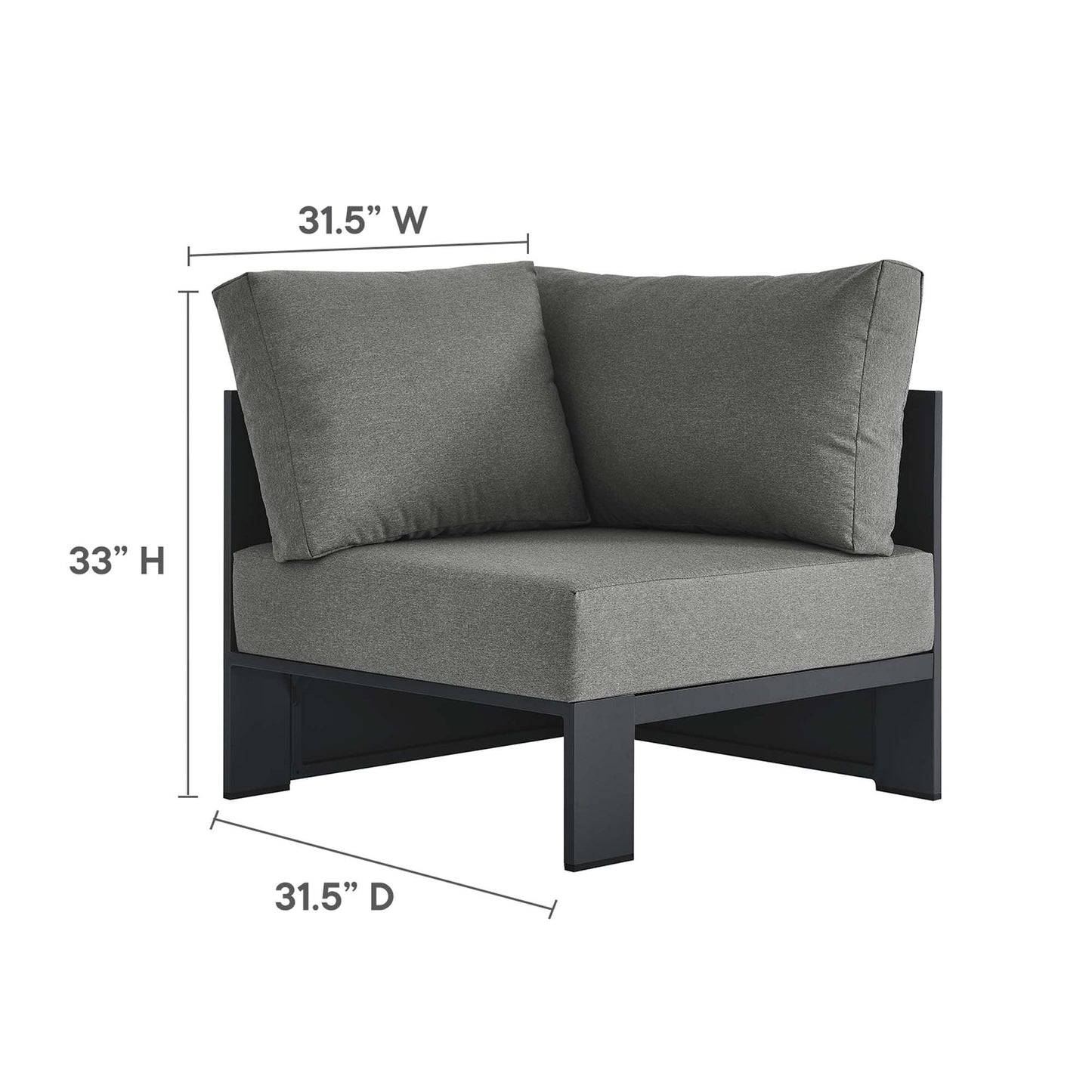 Modway Furniture Tahoe 3-Piece Outdoor Patio Powder-Coated Aluminum Sectional Sofa Set by Modway - EEI-6668-GRY-CHA