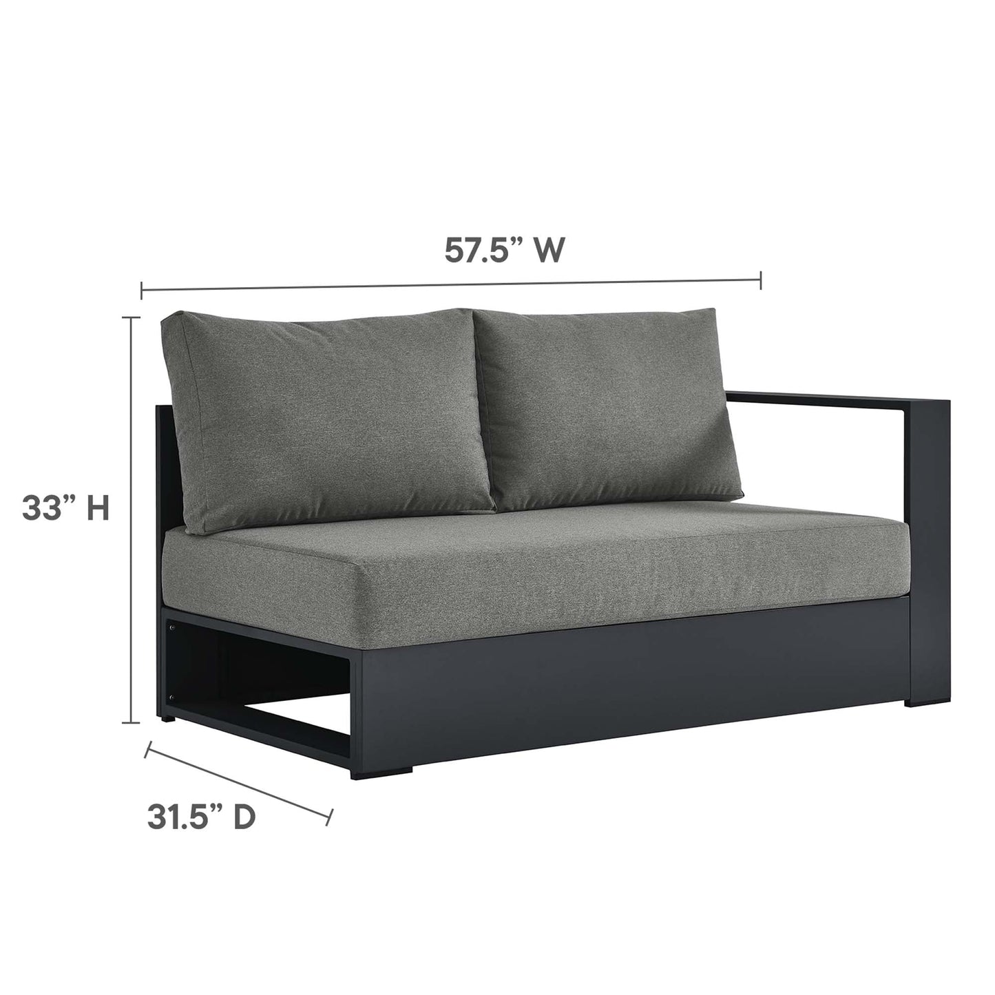Modway Furniture Tahoe 3-Piece Outdoor Patio Powder-Coated Aluminum Sectional Sofa Set by Modway - EEI-6668-GRY-CHA
