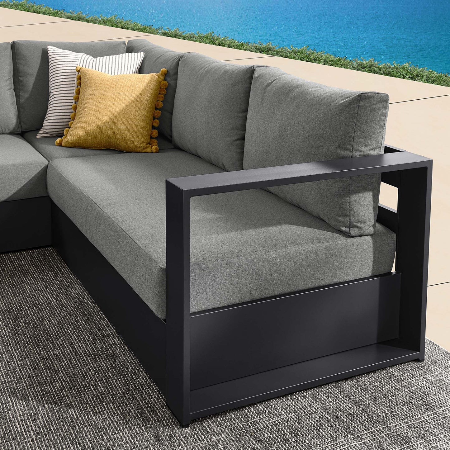 Modway Furniture Tahoe 3-Piece Outdoor Patio Powder-Coated Aluminum Sectional Sofa Set by Modway - EEI-6668-GRY-CHA